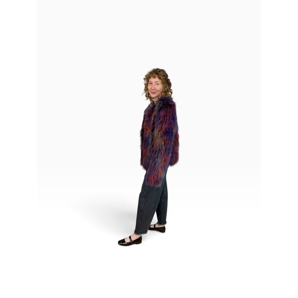 SpiritHoods Faux Fur Shaggy 70s Multicolor Jacket Collectors Edition $450 Size S - Picture 6 of 13